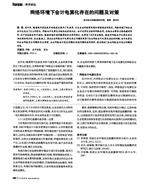 网络环境下会计电算化存在的问题及对策