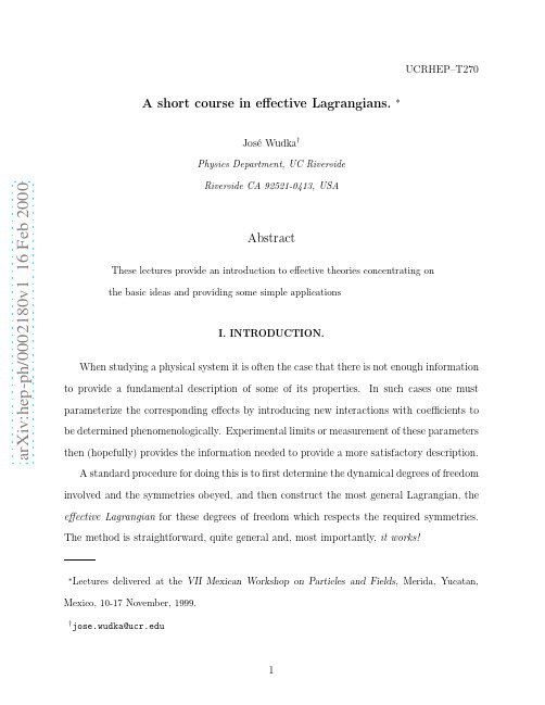 A short course in effective Lagrangians