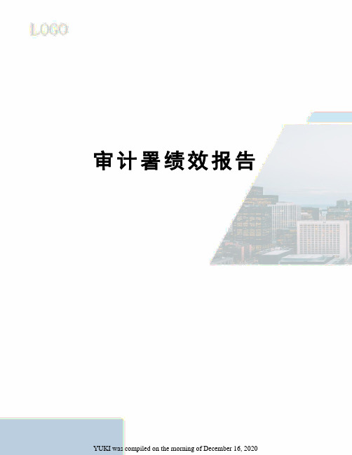 审计署绩效报告