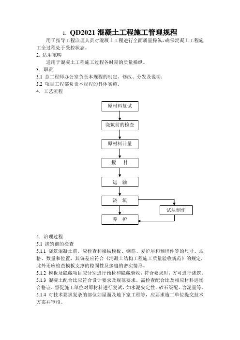 QD2021混凝土工程施工管理规程