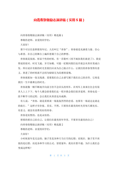 向青春致敬励志演讲稿(实用5篇)