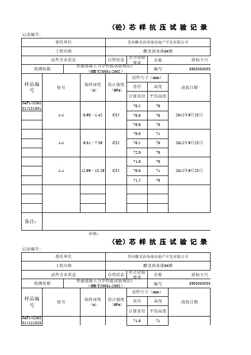 钻芯自动计算模板