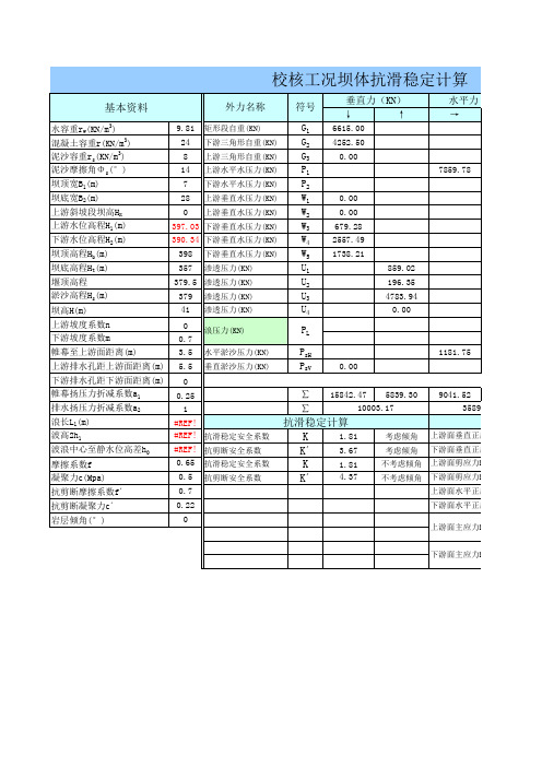 重力坝抗滑稳定计算