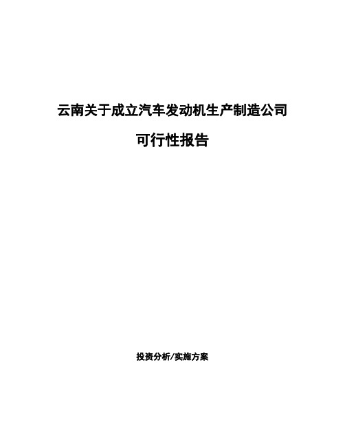 云南关于成立汽车发动机生产制造公司可行性报告
