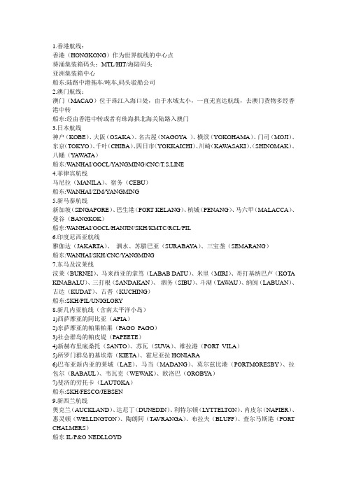 中国国际贸易的主要航线
