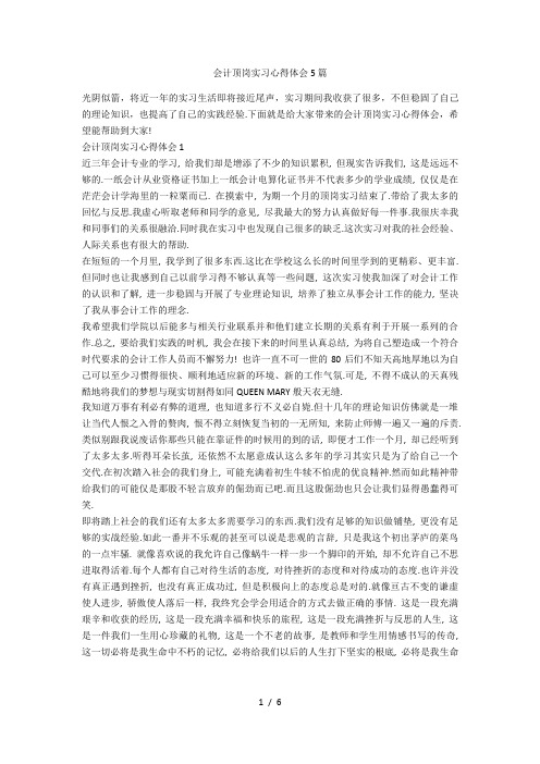 会计顶岗实习心得体会5篇