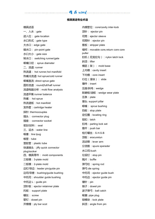 模具专业英文术语大全