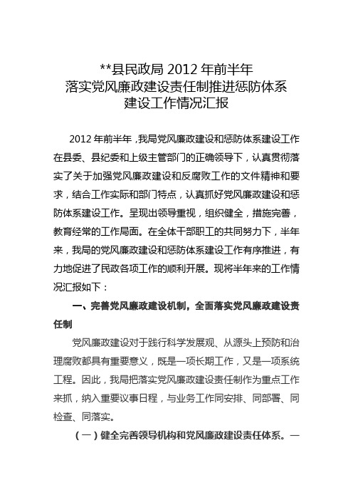 2012惩防体系建设工作汇报