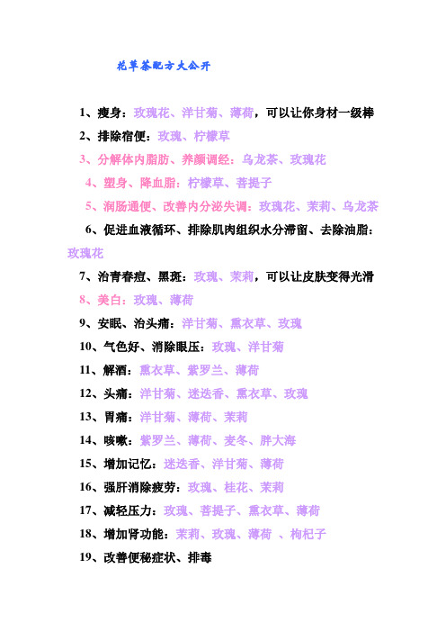 花草茶配方大公开