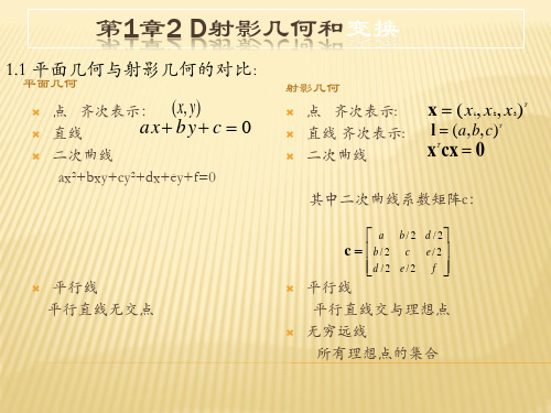 计算机视觉中的多视图几何第一章 2 D射影几何和变换