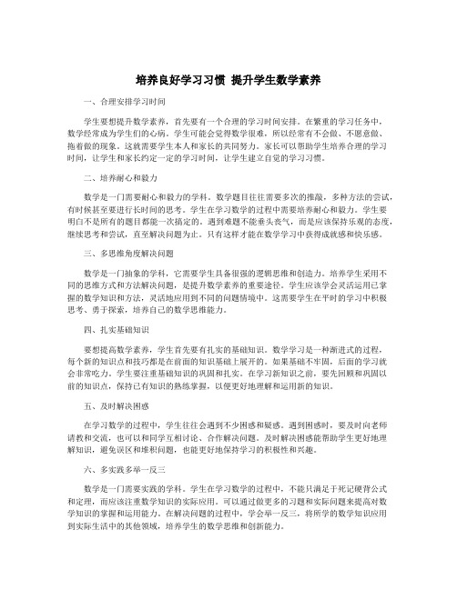 培养良好学习习惯 提升学生数学素养