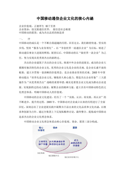 中国移动通信企业文化的核心内涵