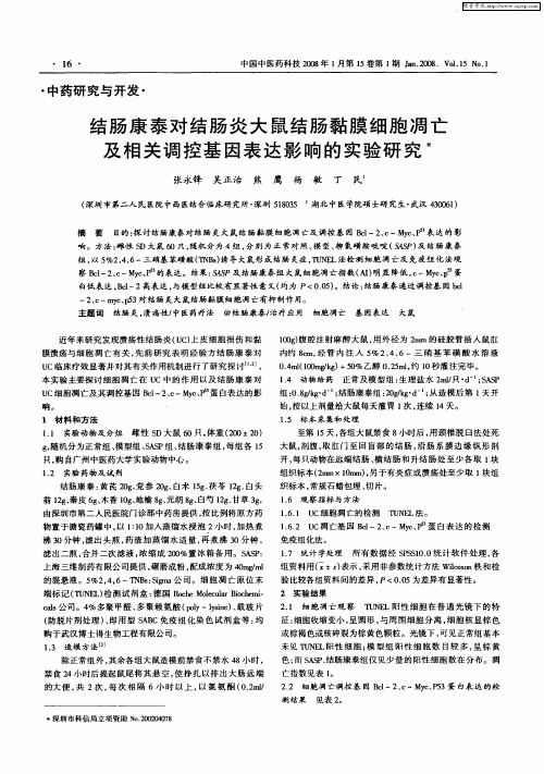 结肠康泰对结肠炎大鼠结肠黏膜细胞凋亡及相关调控基因表达影响的实验研究