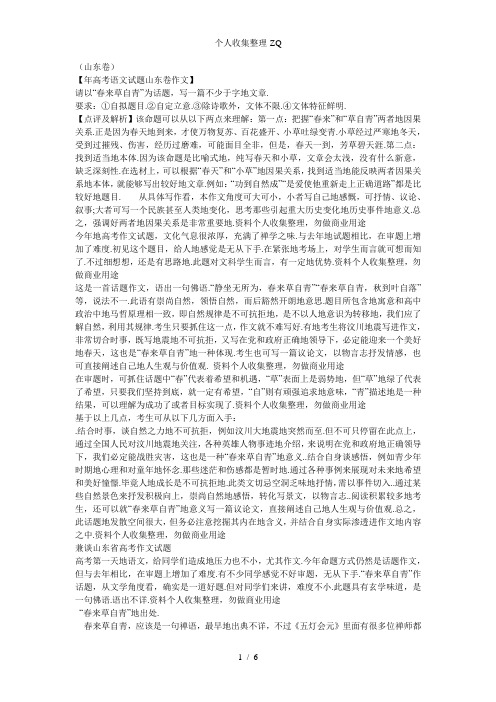 名师点评2008年高考高分满分作文-山东卷