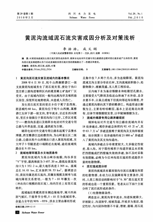 黄泥沟流域泥石流灾害成因分析及对策浅析