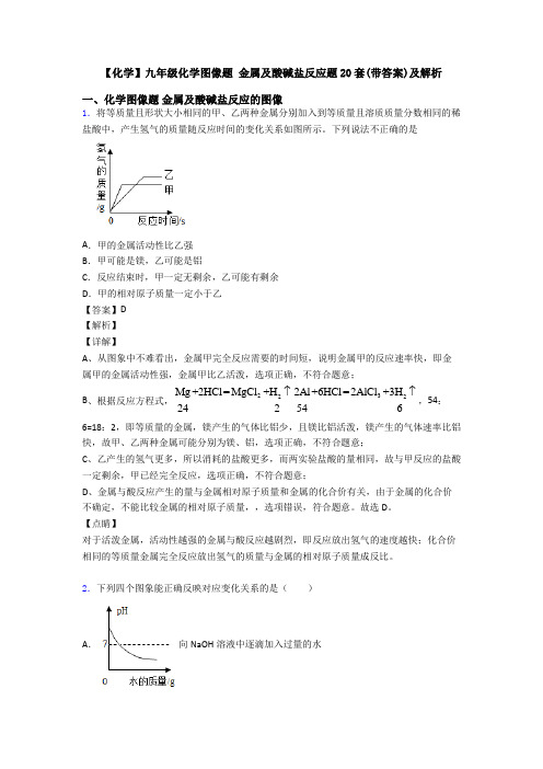 【化学】九年级化学图像题 金属及酸碱盐反应题20套(带答案)及解析