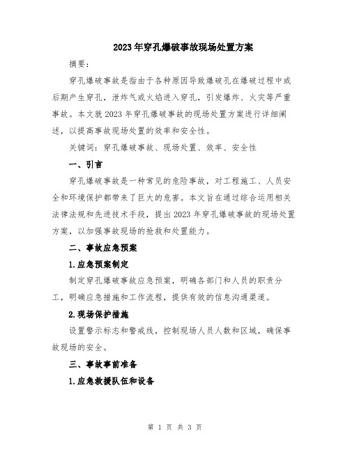2023年穿孔爆破事故现场处置方案