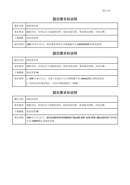 国际贸易实务发票作业