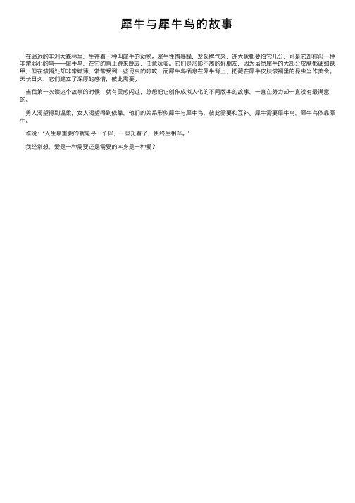 犀牛与犀牛鸟的故事