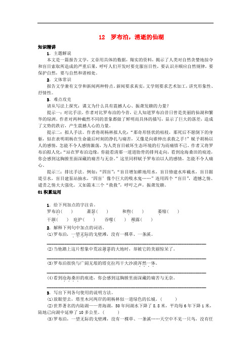 八年级语文下册 第三单元 12《罗布泊,消逝的仙湖》习题 (新版)新人教版