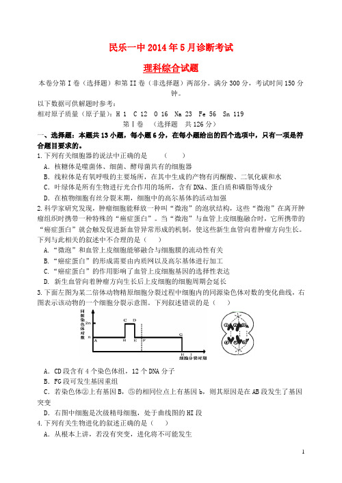 甘肃省张掖市民乐一中高三理综5月诊断考试试题(1)