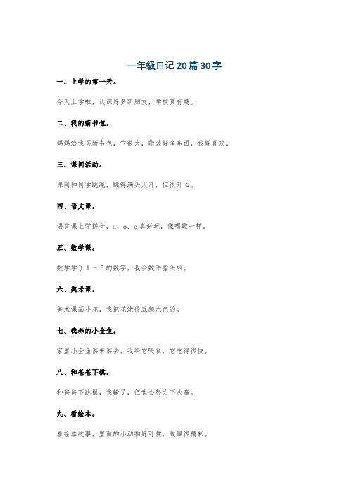 一年级日记20篇30字