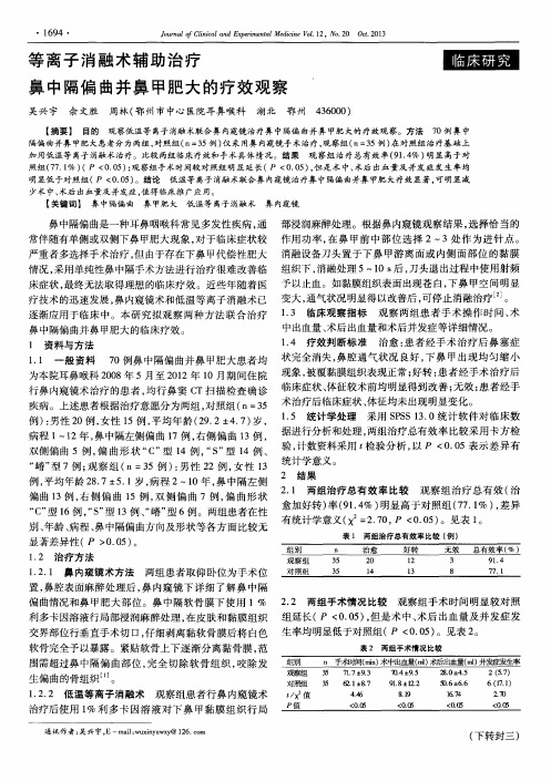 等离子消融术辅助治疗鼻中隔偏曲并鼻甲肥大的疗效观察