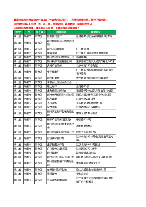 2020新版湖北省荆州市沙市区印刷工商企业公司商家名录名单黄页联系电话号码地址大全62家