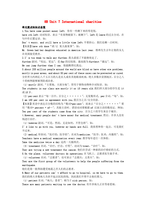 八年级英语下册 Unit 7 International Charities知识点总结及测试卷 (新