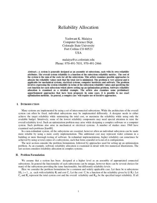 Reliability Allocation
