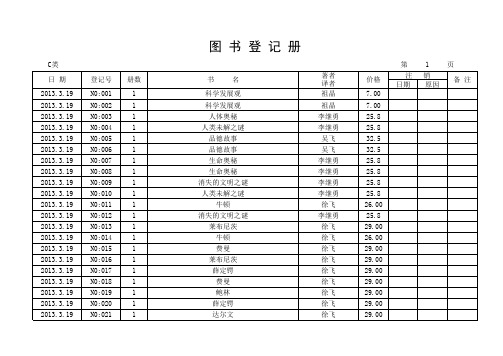 C类图书登记册