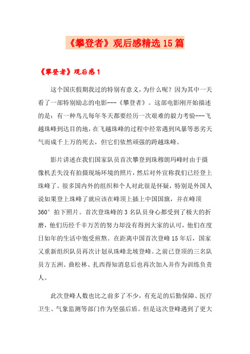 《攀登者》观后感精选15篇