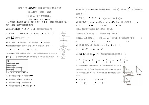 山东省青岛第二中学2019届高三上学期第二学段模块(期末)考试数学(文)试题
