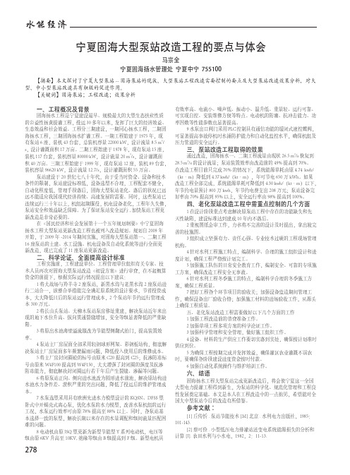 宁夏固海大型泵站改造工程的要点与体会