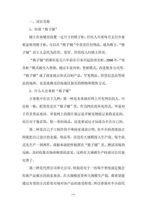 格子铺个人创业计划书