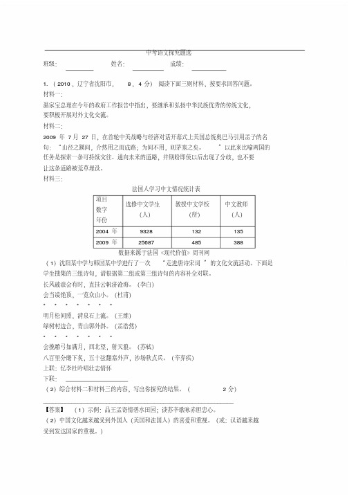中考语文探究题及答案