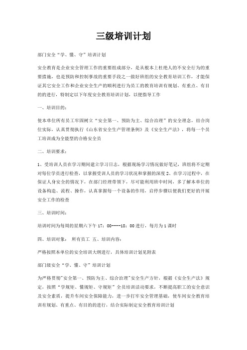 三级培训计划