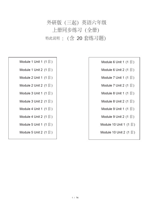 外研版(三起)英语六年级上册全册同步练习(20套)附答案