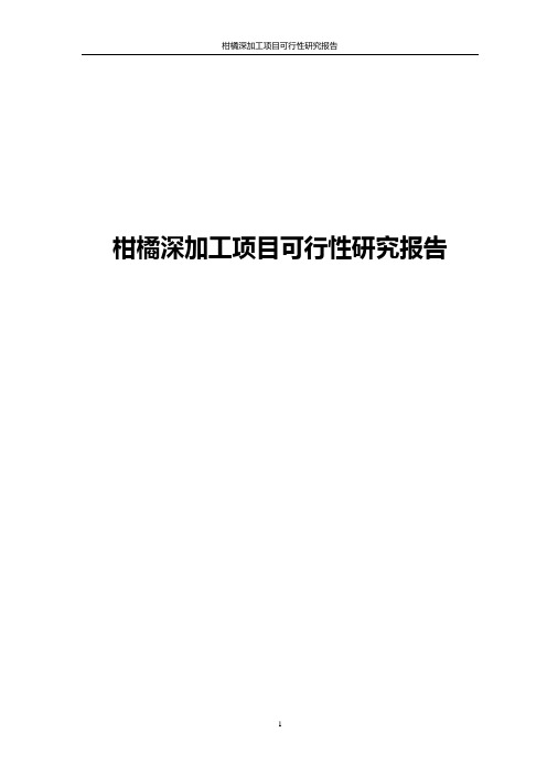 柑橘深加工项目可行性研究报告