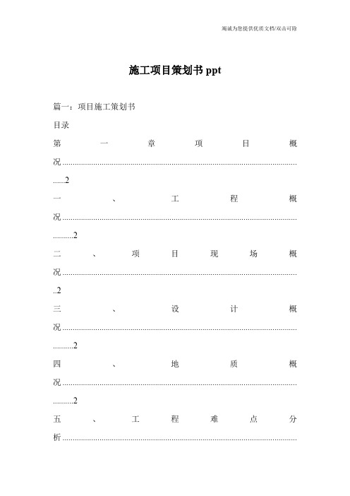 施工项目策划书ppt