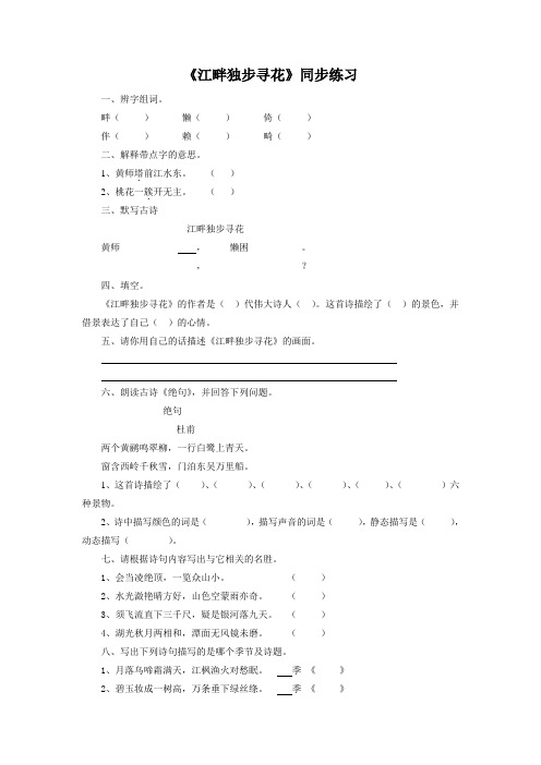 《江畔独步寻花》同步练习