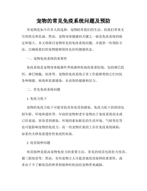 宠物的常见免疫系统问题及预防