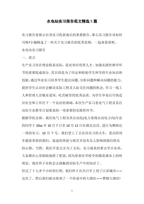 2021年水电站实习报告范文精选5篇