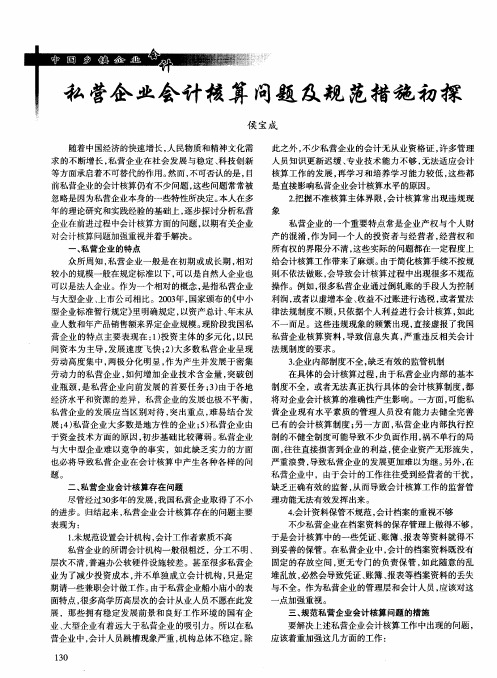 私营企业会计核算问题及规范措施初探