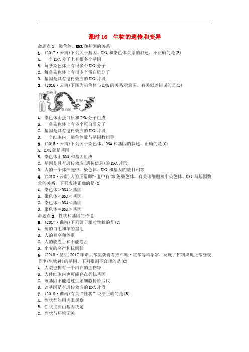 (精品)云南专版2019届中考生物教材考点梳理第课时生物的遗传和变异(1)