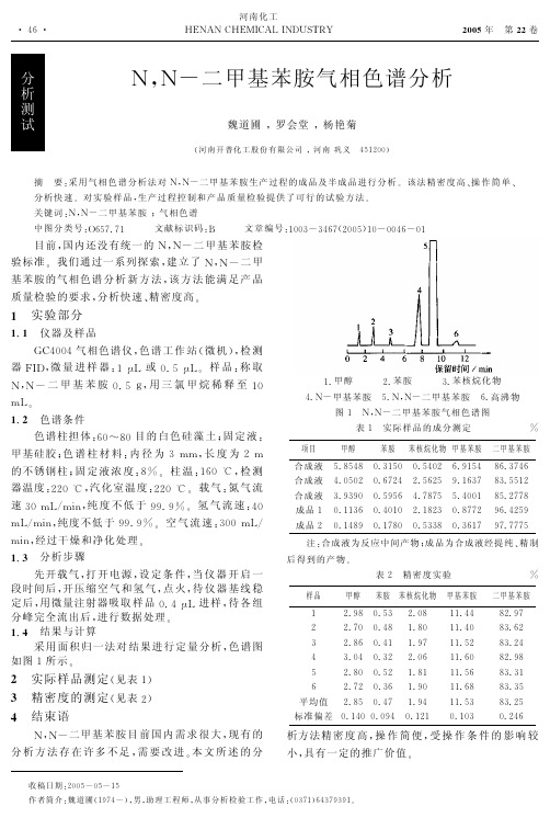 NN二甲基苯胺气相色谱分析