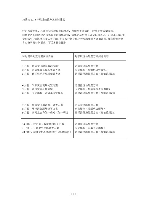 加油站206年现场处置方案演练计划