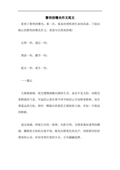 黎明的曙光作文范文