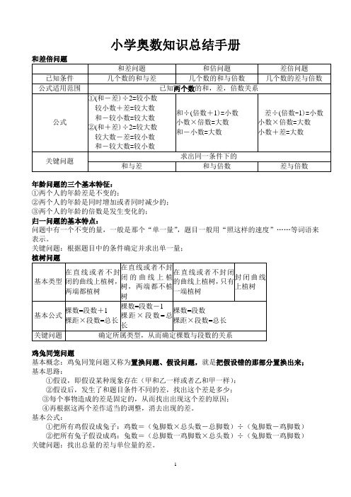 (完整版)小学奥数数学公式集汇总