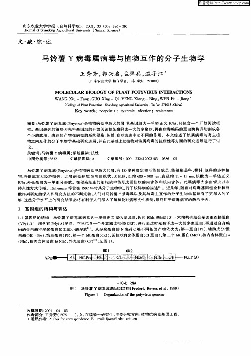 马铃薯Y病毒属病毒与植物互作的分子生物学